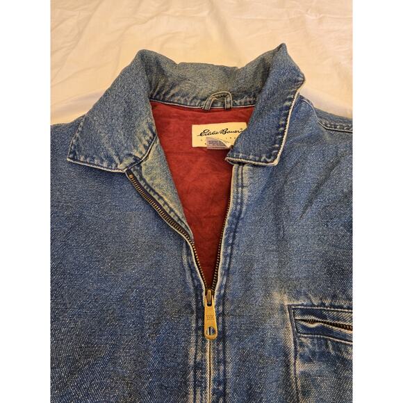 Eddie Bauer Men's Detroit Style Denim Jacket with Red Suede Lining Size Medium - Picture 6 of 9